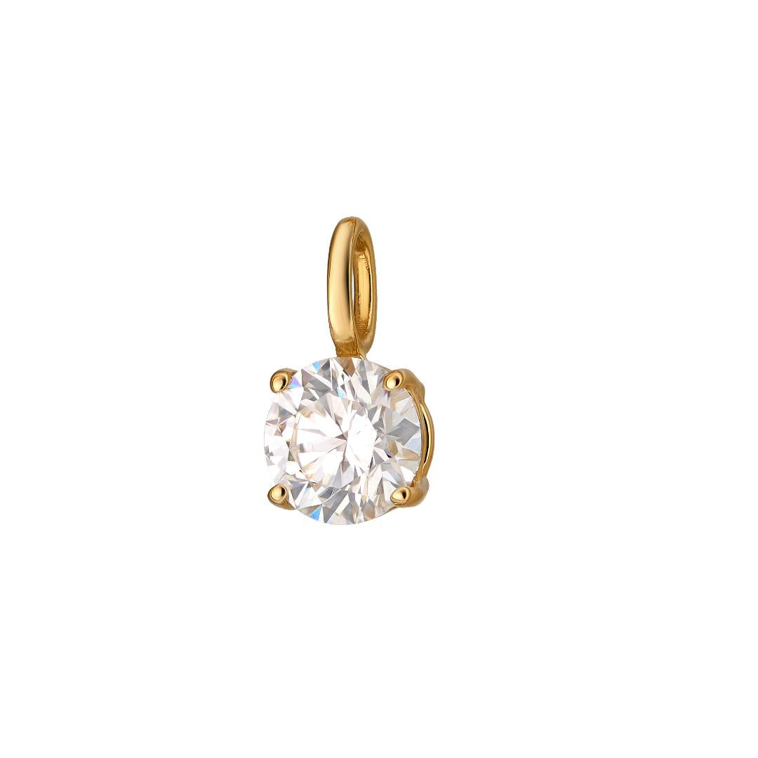 14K Yellow Gold 1 Carat Round Lab Diamond Solitaire Necklace
