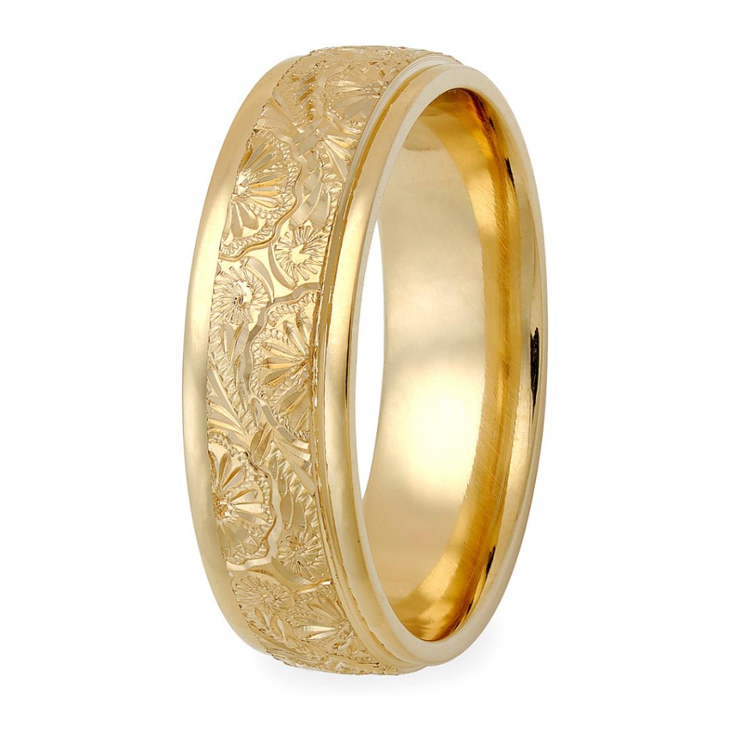 Platinum Hand Engraved Wedding Bands