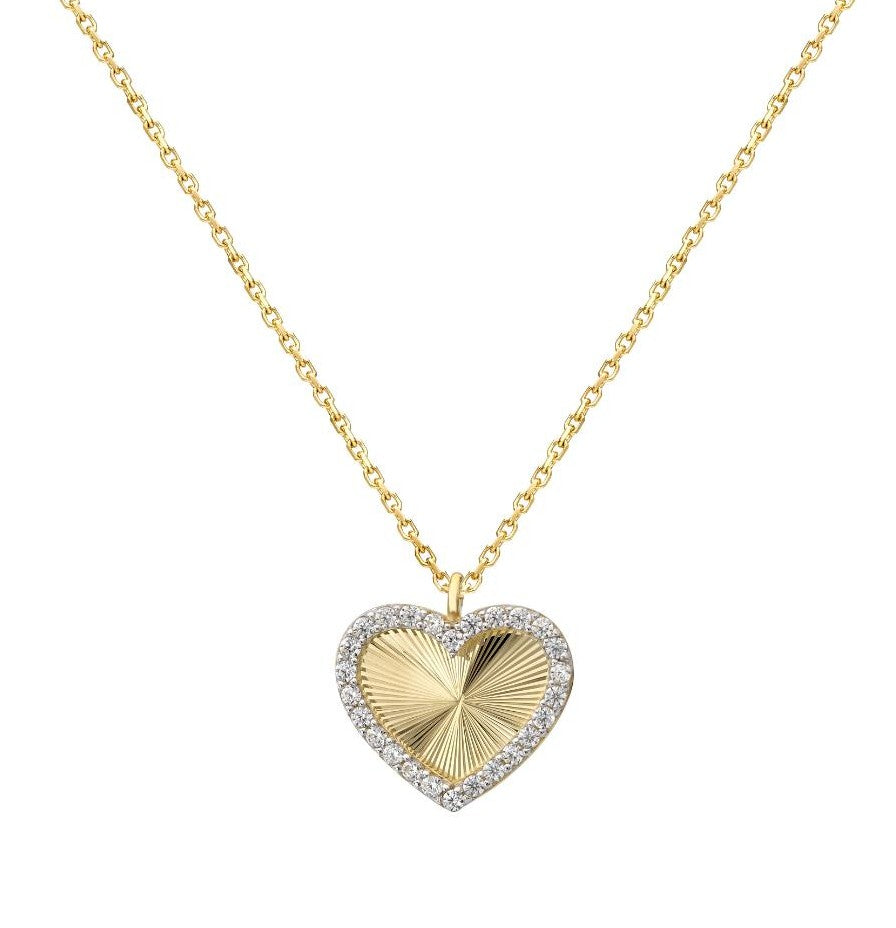 14K Solid Yellow Gold Heart Necklace