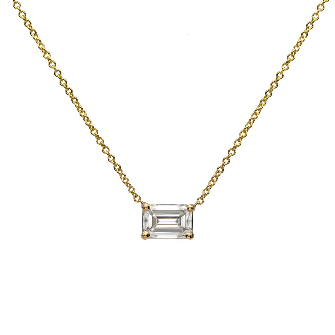 Collar con cruz de diamantes de 0,90 quilates en oro blanco de 14 quilates