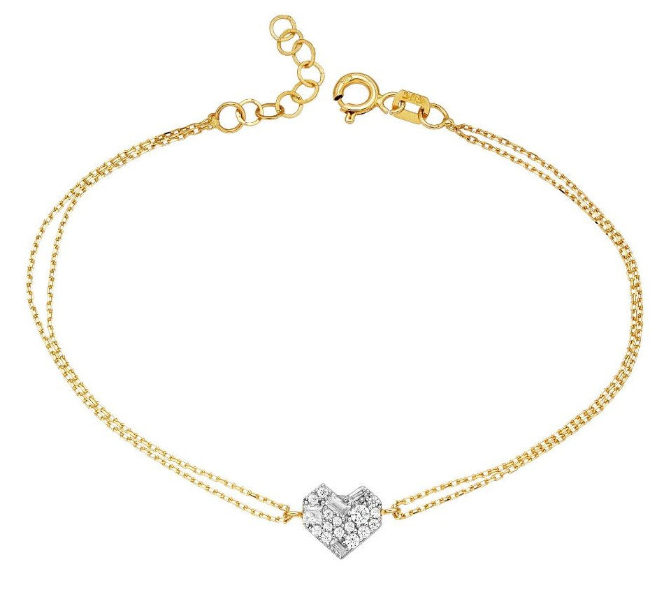 Bracelet en or jaune massif 14 carats avec rubis marquise