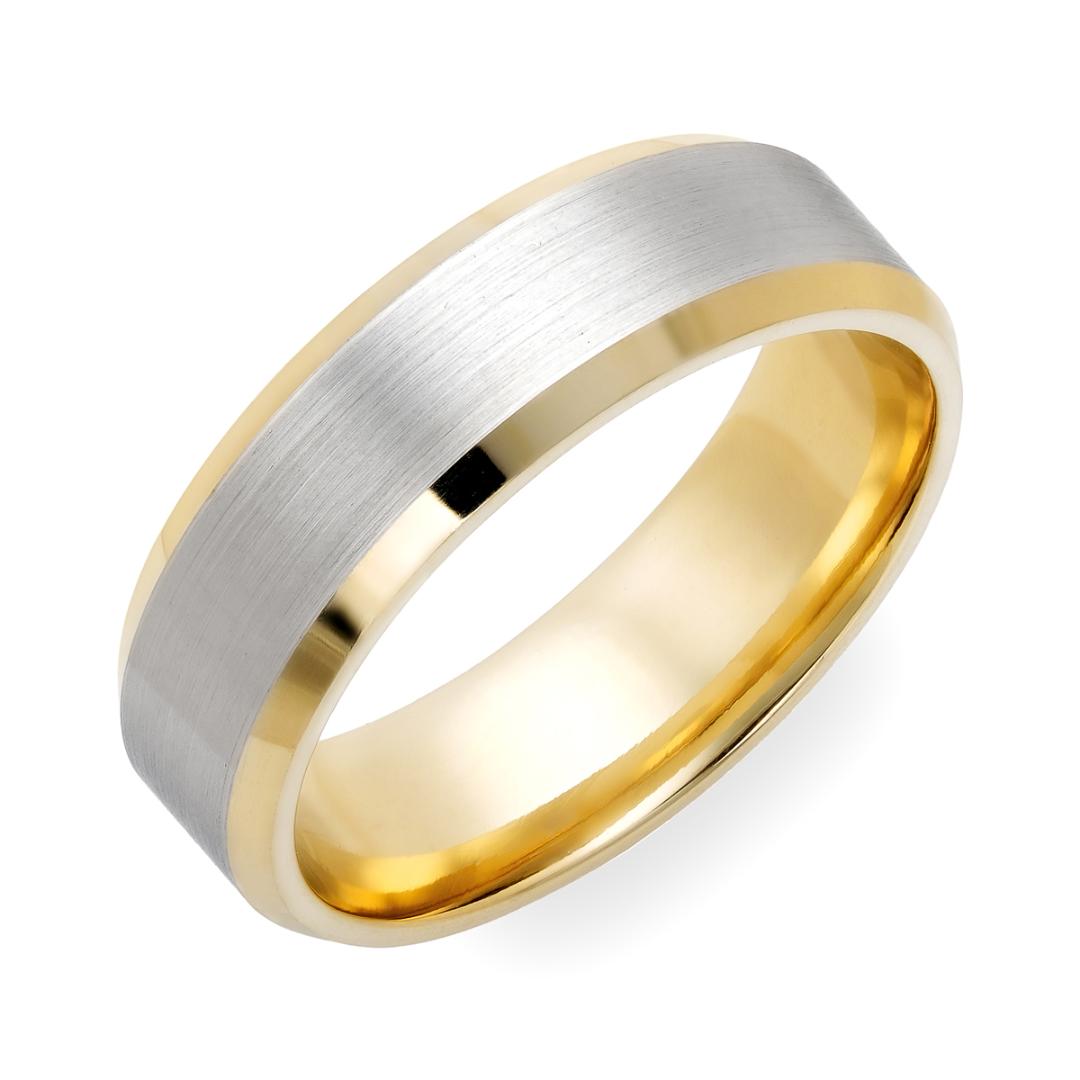 18K Yellow Gold and Platinum Mens Wedding Bands