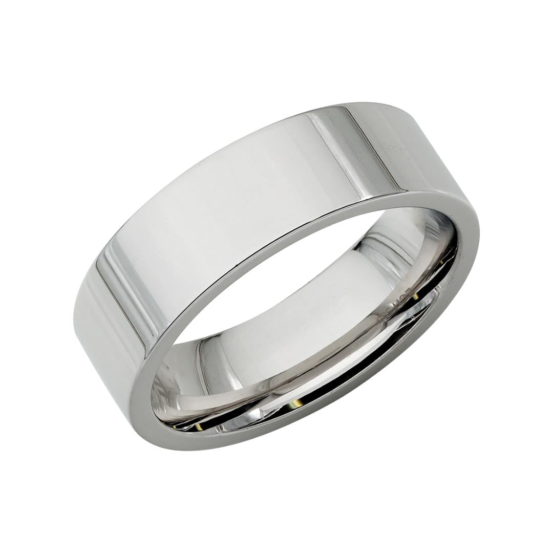 6mm Platinum Flat Mens Wedding Band