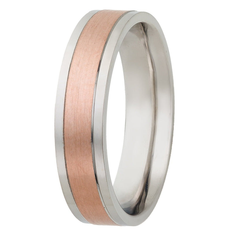 14K Solid White and Rose Gold Mens Wedding Bands