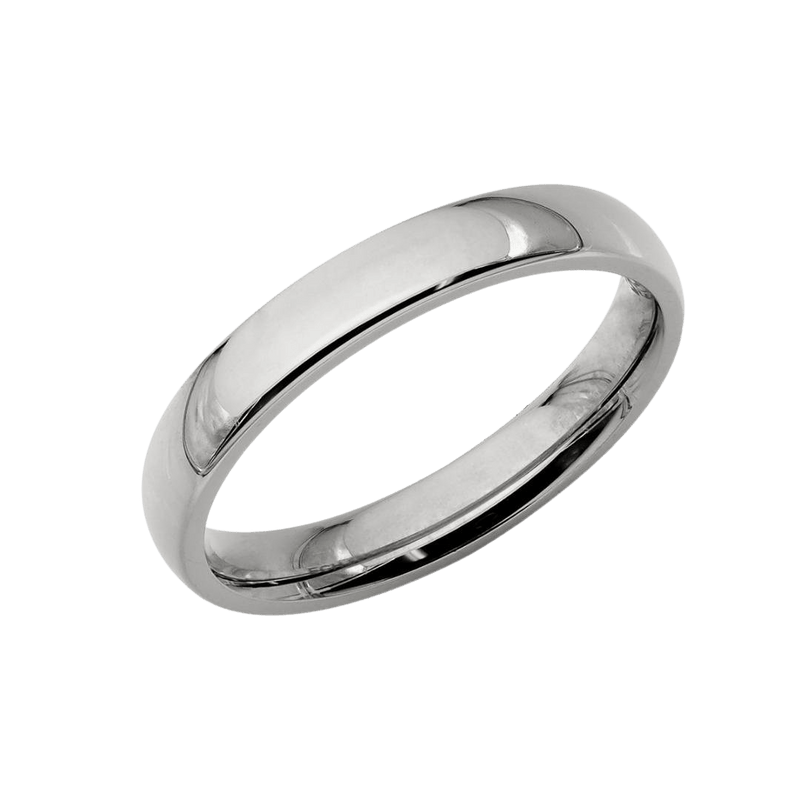 10K Solid White Gold Plain Dome Wedding Bands 3mm