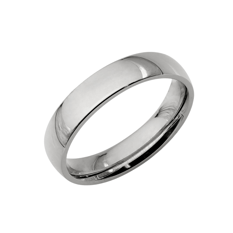 10K Solid White Gold Plain Mens Wedding Bands 4mm