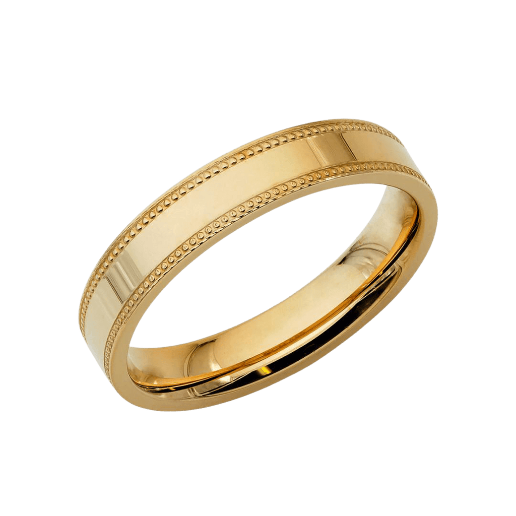 4mm 10K 14K 18K Yellow Gold Milgrain Flat Wedding Bands – LTB