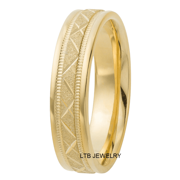 10K Solid Yellow Gold Mens Wedding Rings