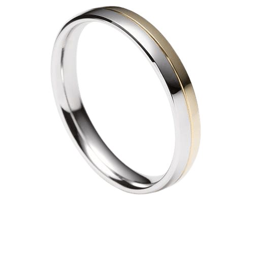 Elegant 3mm two-tone gold wedding ring for men and women, featuring a satin finish and comfort fit design.