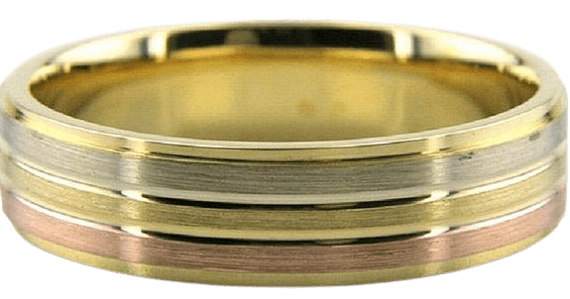 14K Two Tone Gold Mens Wedding Bands