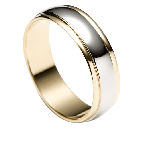 Two Tone Gold Mens Wedding Bands, 6mm 14K White and Yellow Gold Mens Wedding Rings