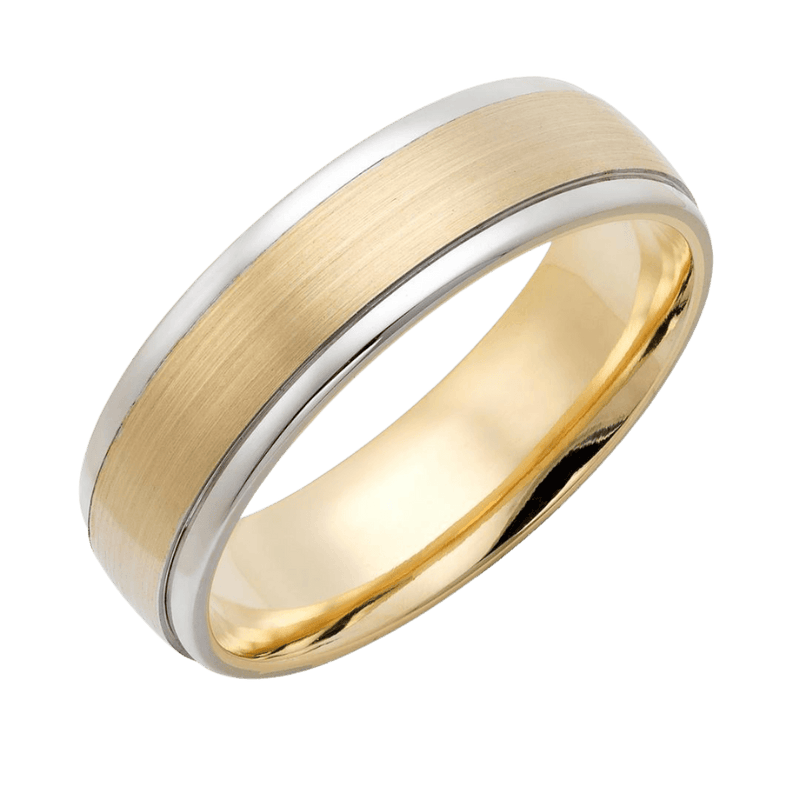 White and yellow 2025 gold mens wedding band
