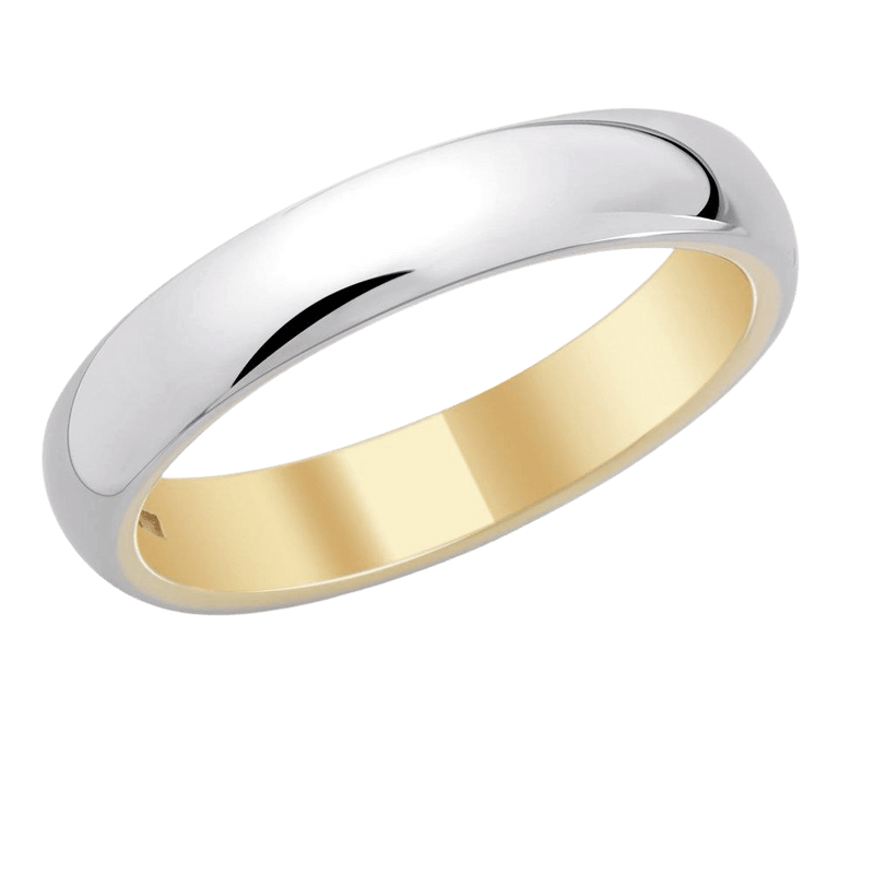 Two Tone Gold Wedding Bands, 5mm 14K White and Yellow Gold Mens Wedding Rings