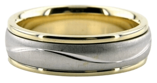 Two Tone Wedding Bands, 6mm 10K 14K 18K White and Yellow Gold Mens Wedding Rings