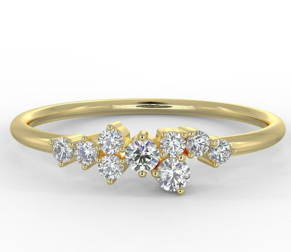 14K Yellow Gold Minimalist Diamond Cluster Ring – LTB JEWELRY