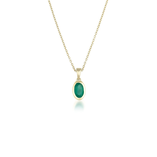 14K Gold Natural Emerald Solitaire Necklace