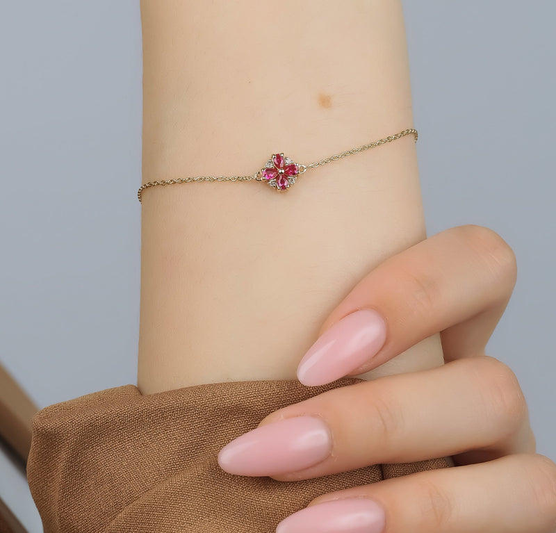 Real Solid 18K White Gold Loving Natural Ruby Bracelet Diamond Engagement  Jewelry Genuine Gem for Women Birthday | inoava.com