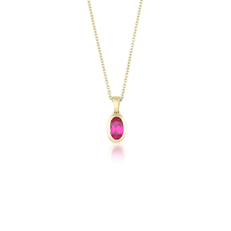 14K Gold Natural Ruby Solitaire Necklace