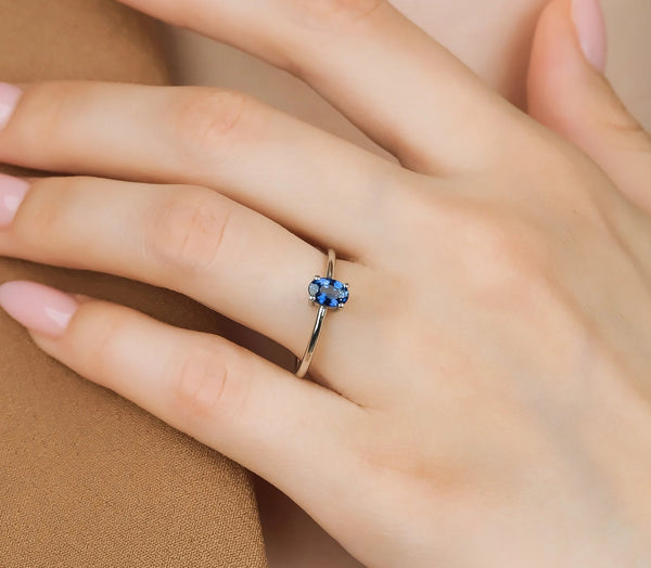 14K Gold Sapphire Solitaire Engagement Ring LTB JEWELRY