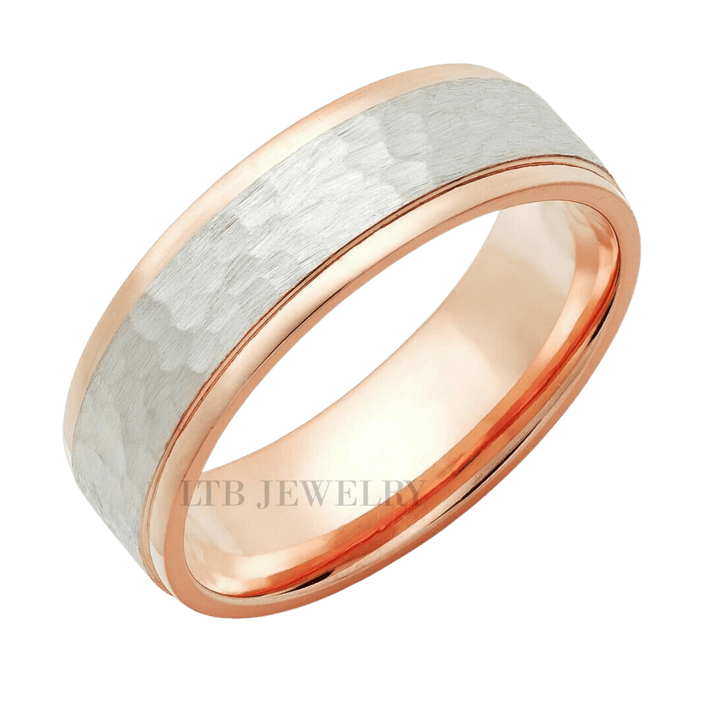 14K Rose Gold Platinum Hammered Finish Mens Wedding Bs LTB JEWELRY