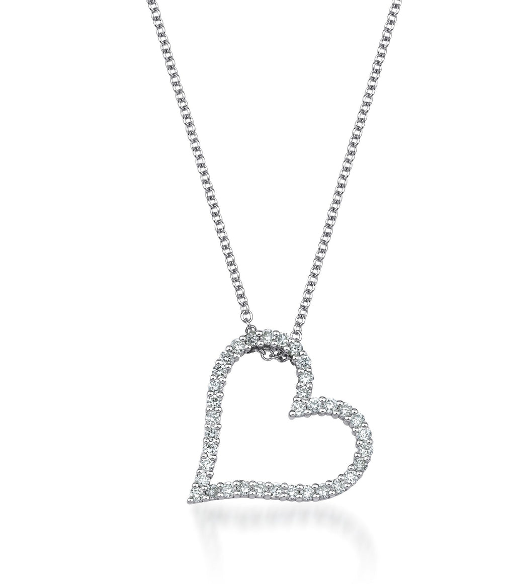 0.10 carat cheapest natural diamond heart necklace in 18k whitegold