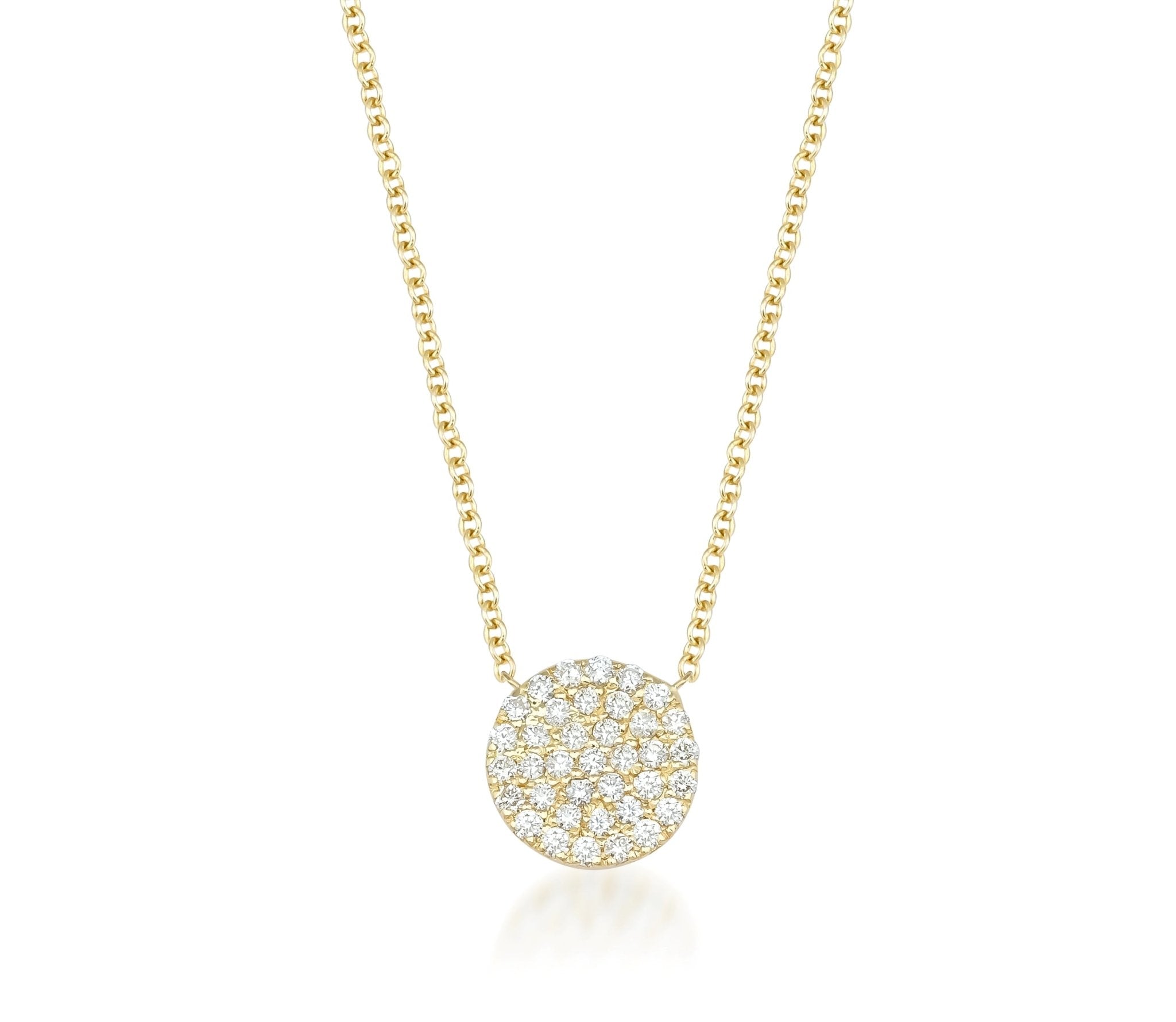 14K white gold diamond circle necklace featuring a delicate design and 39 sparkling diamonds, perfect for everyday elegance.