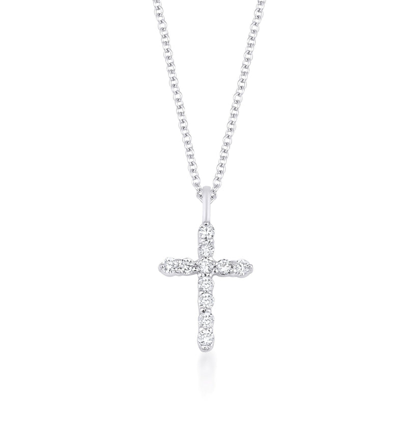 14K Solid White Gold Diamond Cross Necklace, Minimalist Cross Necklace, Dainty Cross Necklace ,Diamond Cross Necklace