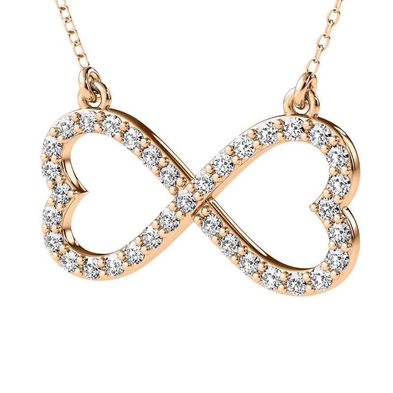 14K Solid White Gold Diamond Infinity Necklace