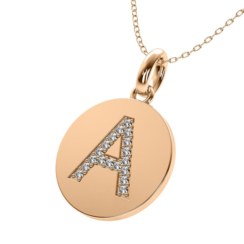 14K Solid White Gold Diamond Letter Necklace, Diamond Initial Pendant
