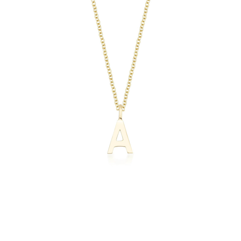 14K Solid White Gold Letter Necklace , Gold Initial Necklace, Minimalist Letter A Necklace