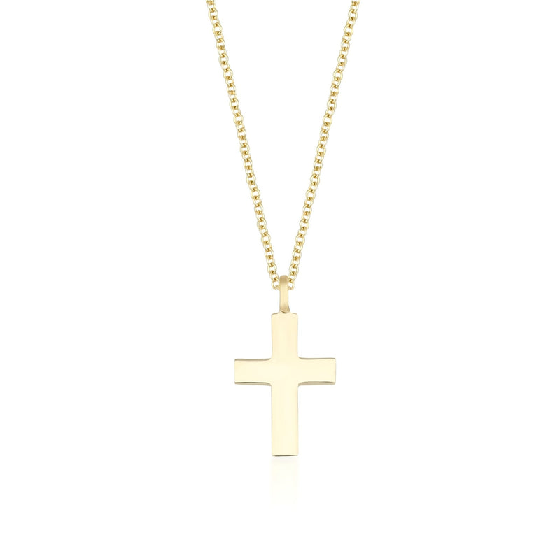 14K Solid 14K White Gold Minimalist Cross Necklace