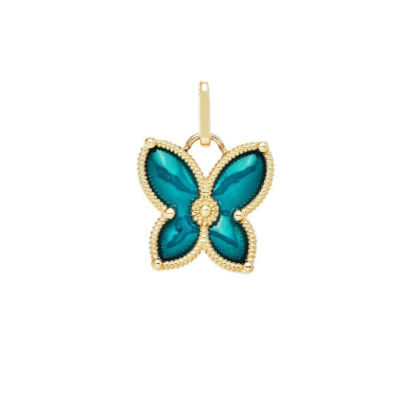 14K Solid Yellow Gold Butterfly Necklace