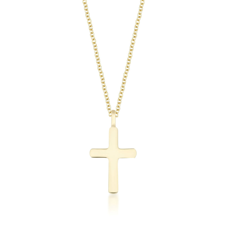 Women's Small Cross Pendant Necklace in 14k Real Yellow Gold – NORM JEWELS