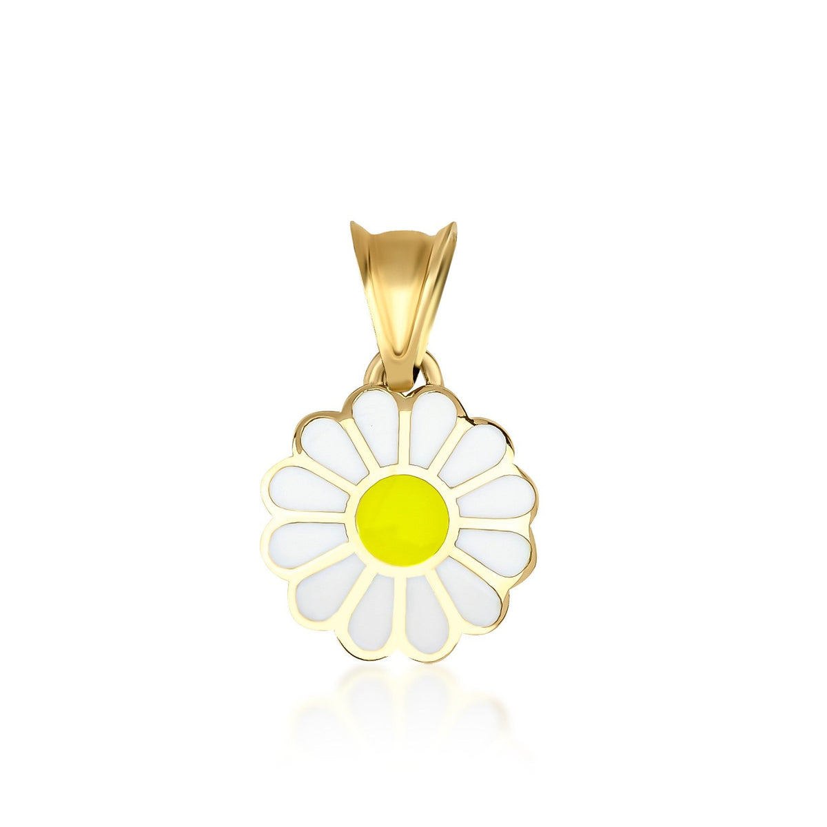 14K Solid Yellow Gold Daisy Flower Necklace 14K Yellow Gold Pendant Only