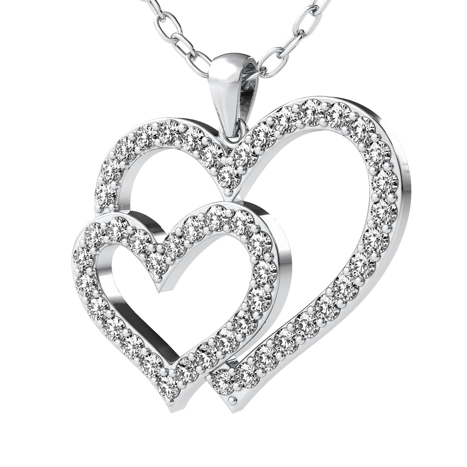 Lovely .06ctw Diamond Open Heart hot Pendant 10K White Gold