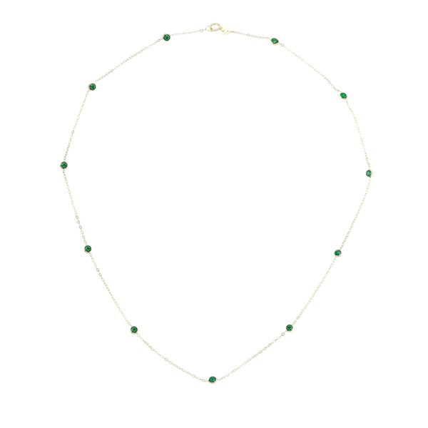14K Solid Yellow Gold Emerald Necklace, Emerald Solitaire Necklace, May Birthstone