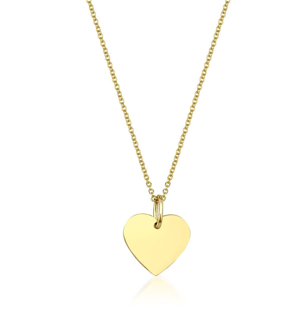 14K Solid Yellow Gold Heart Necklace