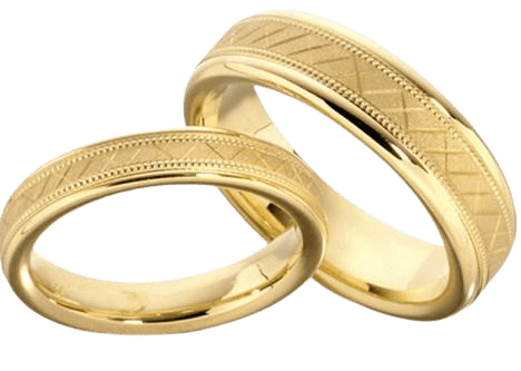 14K Solid Yellow Gold His and Hers Wedding Rings