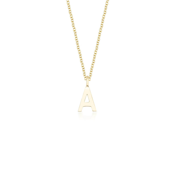14K Solid Yellow Gold Initial Necklace ,Minimalist Gold Letter Necklace, Letter A Necklace