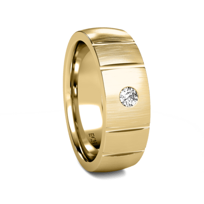 14K Solid Yellow Gold Mens Diamond Wedding Ring