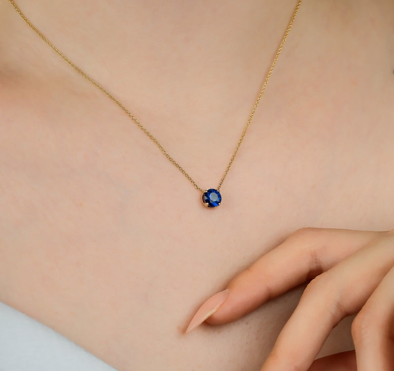14K Montana Sapphire Necklace | Sincerely Ginger Jewelry
