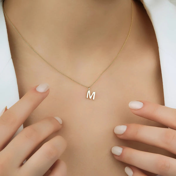 Sterling Silver Letter Initial Pendant Necklace Mommy Jewelry