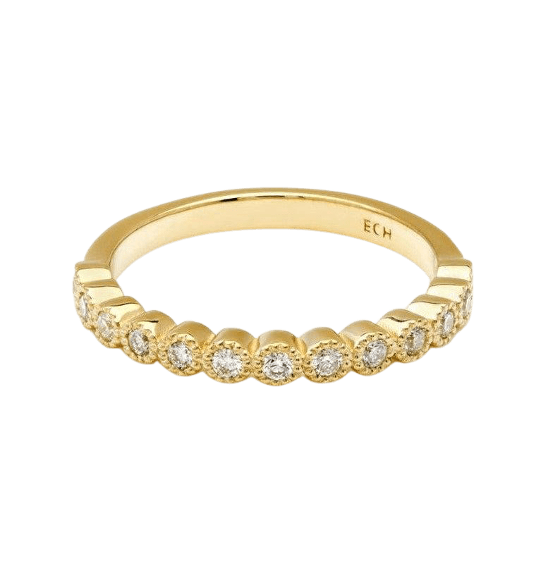 14K Solid Yellow Gold Womens Diamond Ring