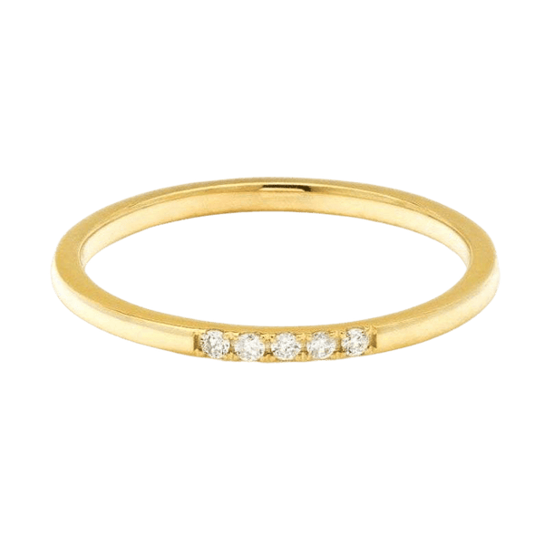 14K Solid Yellow Gold Womens Diamond Wedding Band, Minimalist Diamond Ring