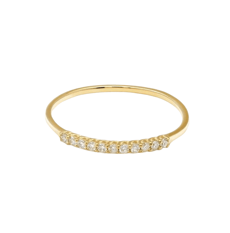 14K Solid Yellow Gold Womens Diamond Wedding Ring, Minimalist Diamond Ring