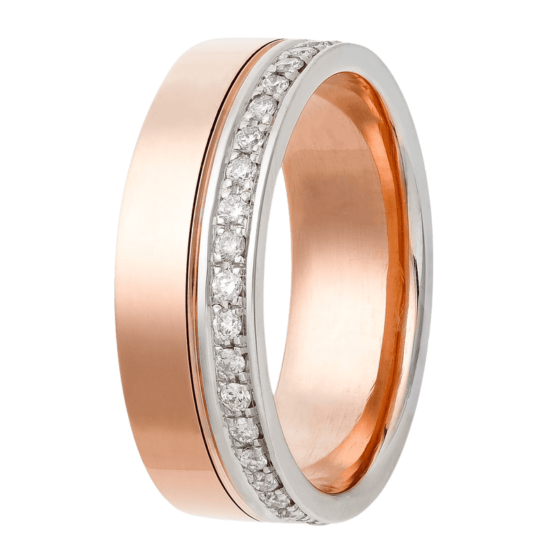 14K Two Tone Gold Diamond Eternity Wedding Rings