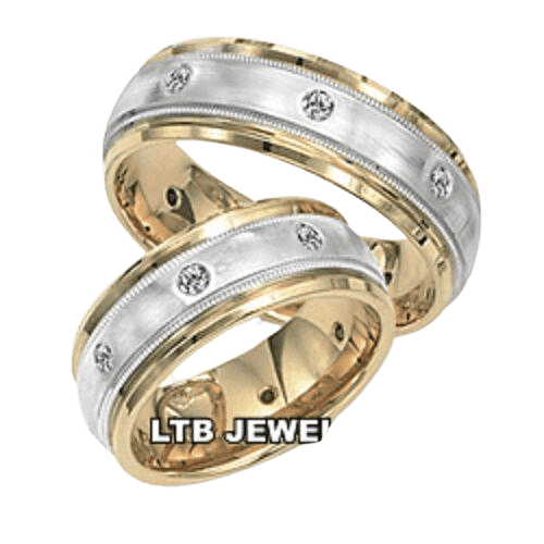 14K Two Tone Gold His and Hers Diamond Wedding Bands