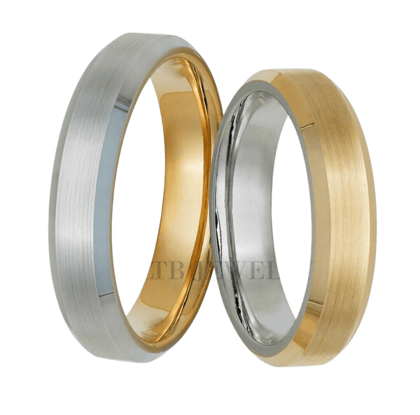 14K Two Tone Gold His and Hers Wedding Rings