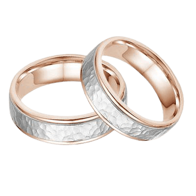 14K Two Tone Gold Matching Wedding Bands Set, His and Hers Wedding Rings