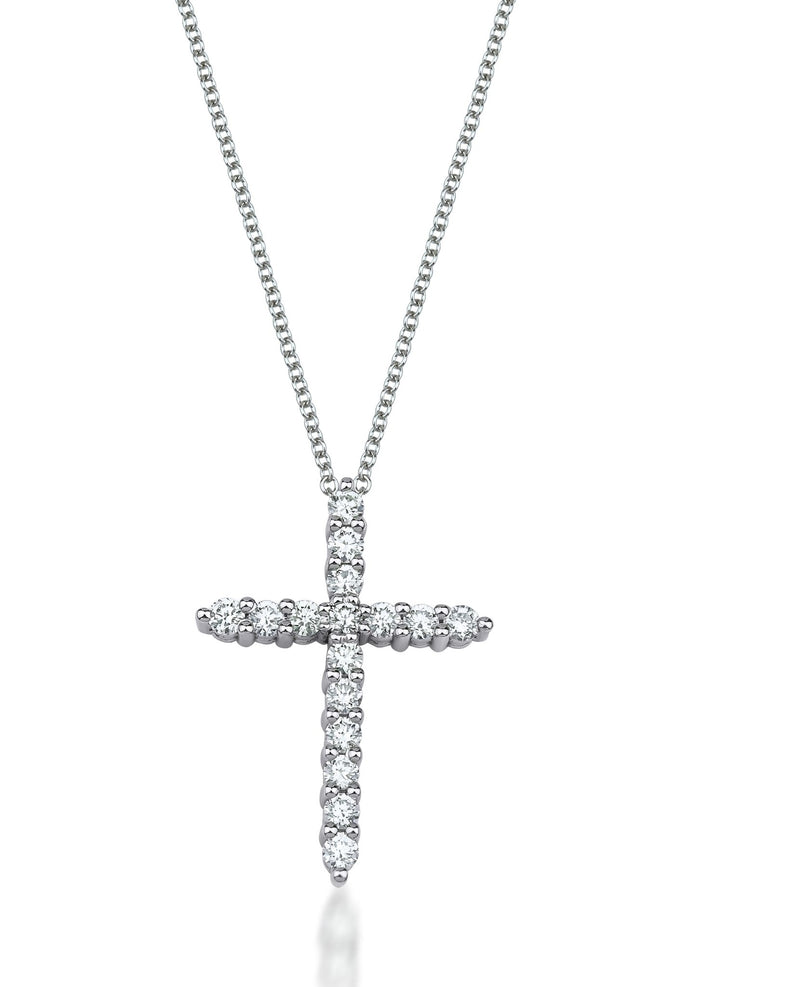 14K White Gold 0.50 Carat Diamond Cross Necklace